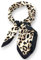 Nickituch Leo Damen Bandana Leopardenmuster Halstuch Kopftuch Leoprint Handgelenk Kopfbedeckung Haartuch Haarband Accessoire Tiermuster Tierprint 67x67cm (Beige-Schwarz)