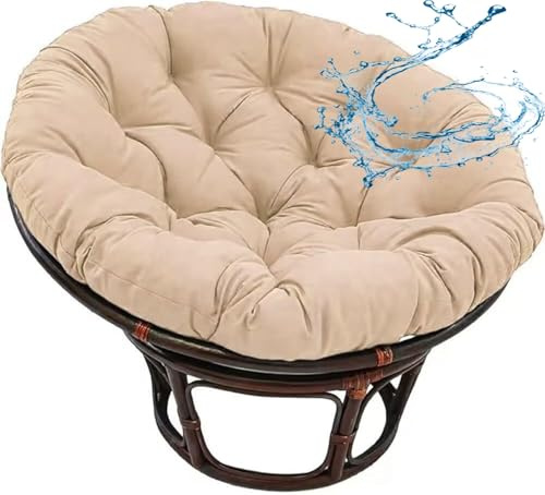 ZZDZW Polster Für Papasansessel,Rundes Auflage, Ersatzpolster Papasan,Bodenkissen Gepolstert Sitzkissen Krabbeldecke Hängesessel Für Korbsessel Outdoor Gartenmöbel Sitzauflage Auflage(Khaki,90cm)