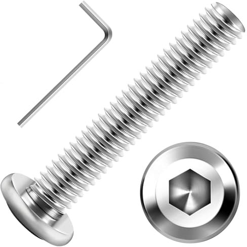 Lot de 20 vis à tête plate M6 x 35 mm avec six pans creux en acier inoxydable A2 V2A, filetage complet avec clé à six pans creux