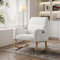 TIMORWTF Rocking Chair,Living Room Rocking Chair Interieur, Fauteuil à Bascule Allaitement, Chaise à Bascule en Velours Teddy avec Pieds en Bois Massif, Blanc