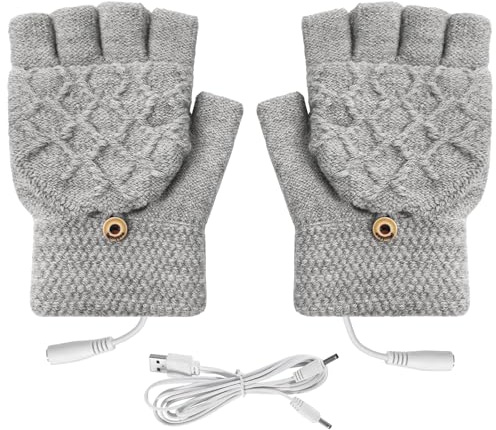 Newthinking USB Beheizte Handschuhe, Heizung Fäustlinge Handwärmer für Damen, Winter Elektrische Wärmende Handschuhe