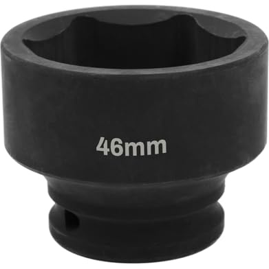 Uxney Casquillo de Impacto 1/2 46mm 6 Caras, Acero Cr-Mo, Corto para Llave de Impacto, Ideal para Talleres Mecánicos