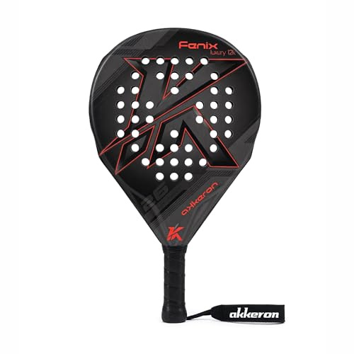 Akkeron Fenix 26 Luxury 12k, Pala de Pádel, Carbono 12k Impact, Negro y Blanco, 46x26 cm, 355 g