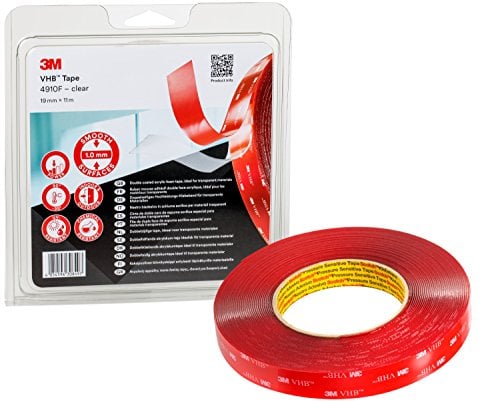 3M Nastri Adesivi Vhb ad Ottima Resistenza 4910F - Trasparente, Adatto Per Giunzioni Di Materiali Trasparenti O Giunzioni Invisibili - 19 Mm X 11 M, Trasparente, 1.0 Mm (1 Pezzo)