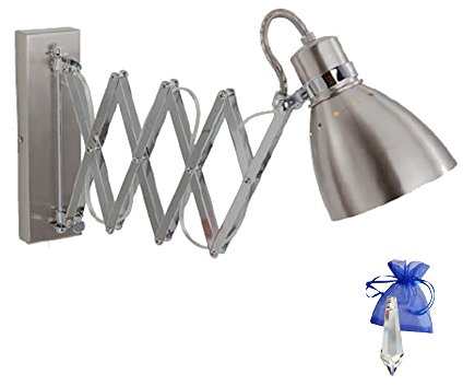 Christoph Palme Leuchten Scherenleuchte Silber Chrom Wandleuchte 6290ST E27 Ziehharmonika mit Dimmer + Giveaway