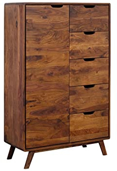 MASSIVMOEBEL24.DE | Kommode Sheesham 90x40x145 walnuss lackiert MALMÖ 2#109