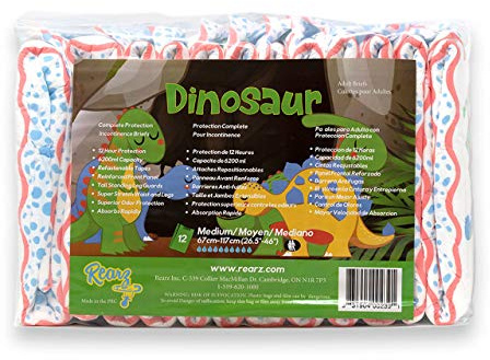 Rearz - MEGA Dinosaur Adult Disposable Diapers (12 Pack) (Medium)