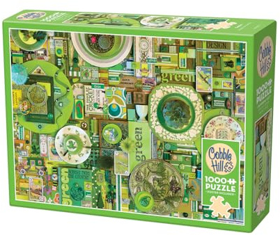 Cobble Hill 3840059 Collage in Grün, 1000 Teile Puzzle inkl. Puzzleposter für Erwachsene und Kinder ab 12 Jahren, Puzzlecollage, Farbcollage