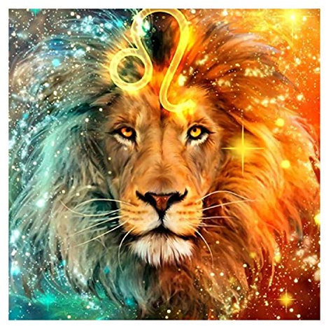 MWOOT DIY 5D Diamant Peinture Complète Foret Point Kit,Lion Diamond Pasted Painting De Croix Strass Broderie Diamant Art Craft pour Home Décoration Murale(30x30cm)