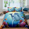 Loussiesd Ozean Bettwäsche Set 155x220cm Karikatur Delfin Fisch Koralle Bettbezug Set für Kinder Jungen Mädchen Meerestier Druck Betten Set Unterwasser Welt Schlafzimmer Kollektion 2St