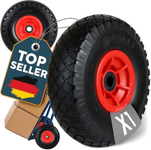 FROSAL 1 x Sackkarrenrad - PU Rad 260 mm 3.00-4 – pannensicheres Ersatzrad für Sackkarre und Bollerwagen – Nabenlänge 60 mm – Achse 20 mm – wartungsfrei, geruchsarm & leiser Lauf