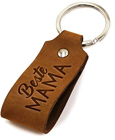 Diese-Klappkarten Schlüsselanhänger Beste Mama| Edles Schlüsselband aus echtem Leder mit Gravur| Kleines Geschenk für die Mama zum Geburtstag, Muttertag, Weihnachten, KC04