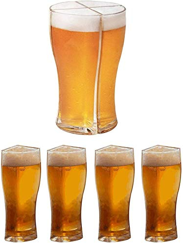 CHAW Tasses à Bière en Plastique Acrylique 4 en 1 Verres à Bière Séparables Super Schooner Chope de Bière pour Fête Danniversaire de Noël