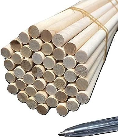 Trustleaf 10mm x 300mm Birch Hardwood Wooden Craft Sticks/Dowels - Seconds - Pack of 50 Dowels