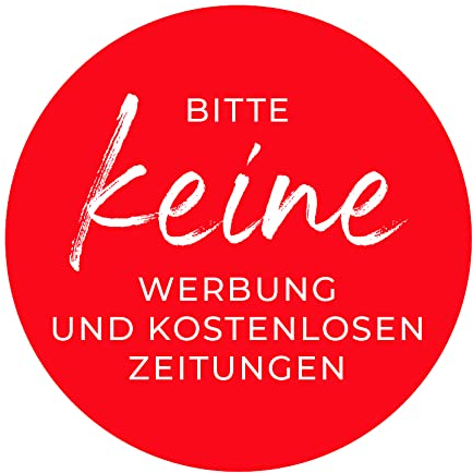 MBS-SIGNS Aufkleber 'Bitte keine Werbung...' Briefkasten Schild Folie selbstklebend rot | Größe wählbar Made in Germany, Größe: Ø6 cm