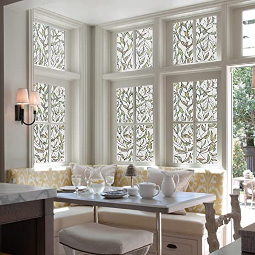 Vinilo Cristal Ventana Hojas Amarillas Degradadas Laminas para Ventanas Aislantes Translucido Adhesiva Película Vinilos para Cristales Esmerilados Ventanas Proteger la Privacidad 60×100cm