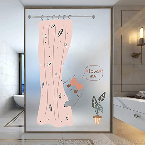 Fensterfolie Selbsthaftend Blickdicht Cartoon-Tier-Katze Milchglasfolie Sichtschutzfolie Sichtschutz Fenster Fensterfolien Glasfolie Selbstklebend Fenster Folie 50×120cm