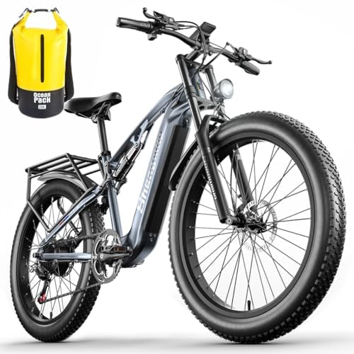 VLFINA HC26 Dual motors Electric Bike for adult, 26inch 4.0 Fat Tire 7speed Electric Mountain Bike, 48V30Ah removable Battery,three riding modes oil brake ebike