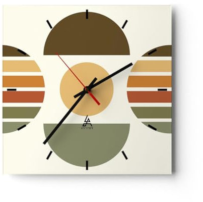 Modern Wanduhr Modern Gemustert minimalistisch 40x40cm Quadrat Groß Wand Uhr Glas Analog Zimmeruhren Küche Büro Wohnzimmer Glasuhr Wall Clock Dekoration Design Wanddekoration Küchenuhr C3AC40x40-4569
