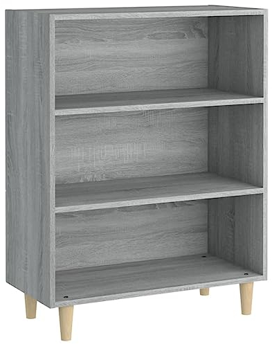 vidaXL Sideboard mit 3 Ablagen Schrank Bücherregal Standregal Beistellschrank Kommode Anrichte Regal Grau Sonoma 69,5x32,5x90cm Holzwerkstoff