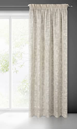 Eurofirany Leinen Optic Rubi - Cortina con Cinta fruncidora (140 x 270 cm), Color Beige