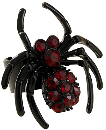 Ringe Schwarz Set Araneid-Stretchringe im Horror-Stil für Damen, offen, verstellbares Band, Halloween-Edelsteinring, perfekt für Halloween-Kostümzubehör O Ringe 28 Mm (A, One Size)