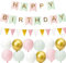 Happy Birthday Banner, Birthday Party Decorations Birthday Balloon Banner for Girls Women, 12” Happy Birthday Balloons Birthday Decorations Supplies Green Pink.