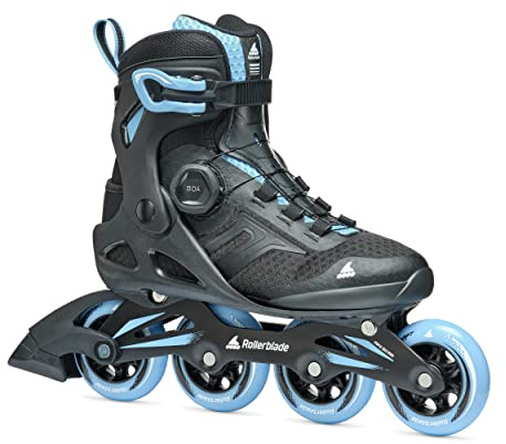 Rollerblade Macroblade 84 BOA Women's, Adult Fitness Inline Skate, Black & Powder Blue, Performance Inline Skates