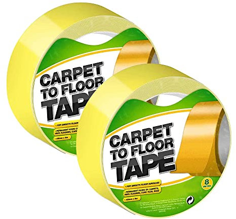 Karrma Ltd. 2 x Double Sided Carpet Tape 48 x 8mm Heavy Duty Permanent Fix for Carpet, Vinyl Flooring, Cork Tiles, Rugs Strong Adhesive Anti-Slip, Indoor & Outdoor Use