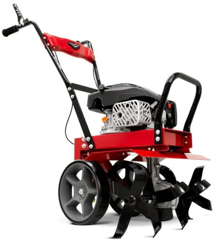 Earthquake Badger Front Tine Tiller, Powerful 160cc 4-Cycle Viper Engine, Two-Position Wheel Assembly, Adjustable Tilling Width Up to 21 Inches, Model: 41080, Red/Black