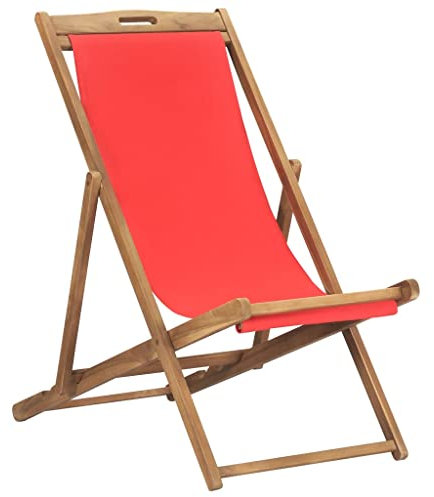 homiuse 56x105x96 cm Strandstuhl Klappbar Massivholz Teak Rot Liegestuhl Klappbar Klappstuhl Holz Klappsessel Klappliege Gartenliege Holz Loungesessel Outdoor für Garten Strand Bequem & Langlebig