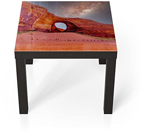 DEQORI Glastisch | schwarz klein 55x55 cm | Motiv Ohr des Windes bei Nacht | ausgefallener Beistelltisch aus Glas | Hochglanz Couchtisch fürs Wohnzimmer | moderner Couch Tisch mit Design