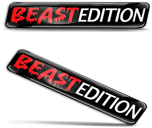 Biomar Labs 2 x 3D Gel Silikon Aufkleber Beast Badge Biest Rot Stickers Autoaufkleber Auto Motorrad Fahrrad Fenster Tür Laptop KS 172