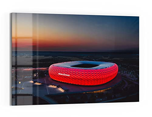 DEQORI Glasbild Echtglas | Motiv Allianz Arena, München | horizontal einteilig 90x60 cm | schöne Dekoration | Wandbild für Wohnzimmer, Schlafzimmer, Flur & Küche | moderne Wanddeko