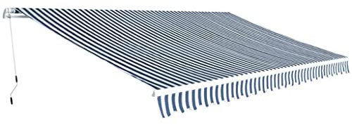 Gelenkarmmarkise Handbetrieben, Chusui Balkon Markise, Sonnenschutz, Balkon überdachung, Sonnenmarkise, Terrassen-markisen, 500 m Blau und Weiß
