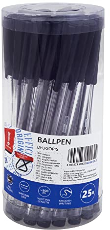 memobe Büro-Kugelschreiber Druckkugelschreiber Hochwertig Ergonomische Kuli Notieren für Schule Büro Zuhause Geeignet Bürobedarf Kulischreiber Stift Strichstärke 1mm Schwarz 25 Stück