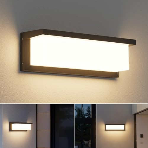 Coinmit Applique Murale LED d'Extérieur 36W, 3000K, 3500LM, IP65 Étanche, en Aluminium pour Intérieur et Extérieur, Terrasse, Balcon, Noir