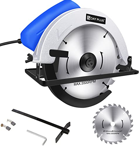 Sega circolare elettrica professionale, 1500 W, 5000U, con guida di guida, massima profondità di taglio 55 mm, con lama circolare, interruttore di sicurezza per il taglio di legno, metallo e plastica