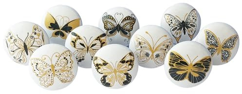Royal Kraft Vintage Golden and Black Painted Ceramic Pull Knobs for Kitchen Cabinet, Door & Drawer, Wardrobe, Cupboard (Set of 10) Sknob018