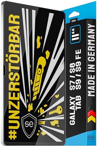 S.E GLASFOLIE für Samsung Galaxy Tab S9 / S9 FE / S8 / S7 (11), unzerstörbare Panzer Schutz Glas Folie, 9H mit Anti-Shock, innovative Montage und unzerbrechliches Material, Made in Germany