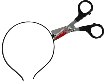 Boolavard Halloween Haarreifen Horror Blut Fake Axt Sägen Messer Gothic Stirnband Prop Dekor (Schere)