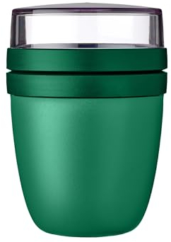 Mepal - Lunchpot Ellipse Mini - Práctica taza de yogur y taza de cereales - División para yogur y cereales - Apto para congelador, microondas y lavavajillas - 300 ml + 120 ml - Verde vivo