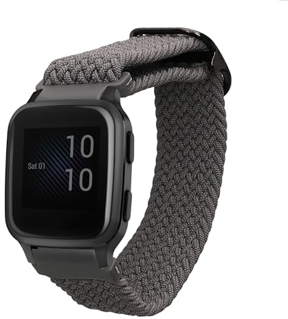 kwmobile Armband kompatibel mit Garmin Venu Sq 2 Music/Sq 2 / Vivoactive 6 / Vivoactive 5 - Nylon Fitnesstracker Sportarmband Band in Grau - Innenmaße von 17 cm