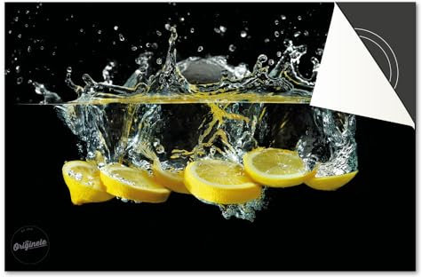 Induktionsschutz von Dietrix - Schutzmatte 81x52cm - Splash Zitronenscheiben - Base - Für Induktionskochfeld/Induktionsherd - Herdabdeckung Ceranfeld - Helle Unterseite - Herdabdeckplatte