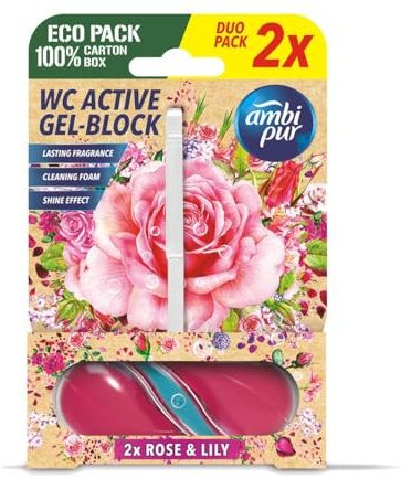 Ambi Pur WC Active Gel-Block 2x45g Rose & Lily - WC Duft (1er Pack)