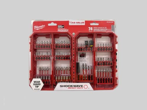 Milwaukee Impact Driver Bit Set, Custom Alloy Steel, Optimized for Durability and Productivity, 74-Piece Set
