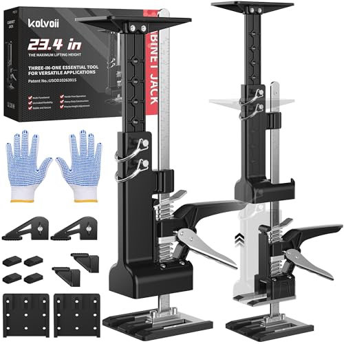 Kolvoii Cabinet Jacks (360 lbs. capacity, 10 inches height) - Multi-Function Labor Saving Arm, Support Pole & Woodworking Clamp - Steel - Black - Package of 2