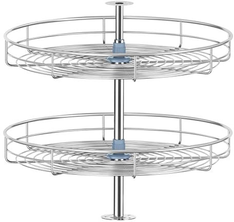 JOWBOOW 24 Lazy Susan Turntable for Cabinet - Corner Cabinet Organizer for Kitchen, Full Circle Corner Cabinet Lazy Susan Replacement Shelves Rotating Storage Rack for Corner Base