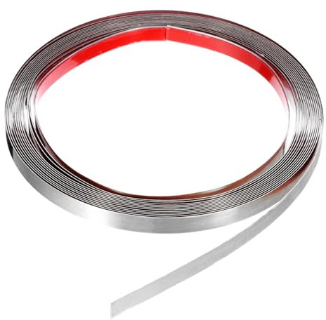 QUARKZMAN 19,7 ft x 0,39 Wandverkleidung zum Aufkleben und Anbringen von Rahmen, selbstklebende Edelstahlleiste mit gebürsteter Oberfläche für Wand Decke Schrank Fliesenkante, Silber