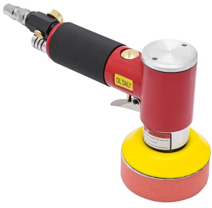 10000RPM Mini Pneumatische Poliermaschine mit Polierschwamm, Einstellbare Geschwindigkeit Exzenter Poliermaschine Poliergerät, Tragbare Kabelloses Auto-Poliermaschinen zum Polieren,Schleifen (Rot)